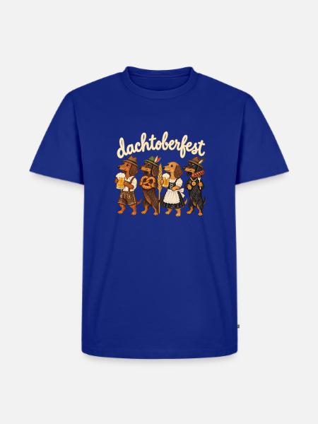 Dackel in Tracht mit Bier & Brezel - Männer Premium Bio T-Shirt - Royalblau