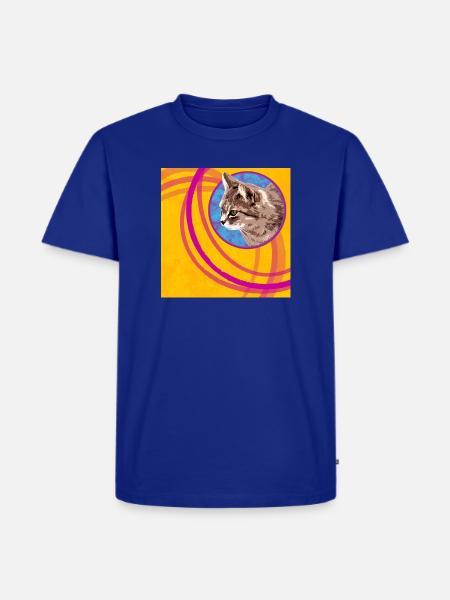 Katzengesicht Pop Art Kreis - Männer Premium Bio T-Shirt - Royalblau