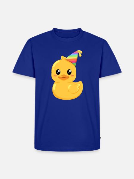 Regenbogen-Gummiente mit Partyhut - Männer Premium Bio T-Shirt - Royalblau