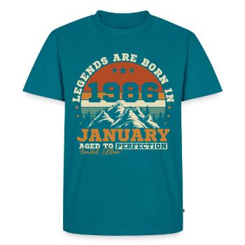 Januar 1986 Vintage-Retro-Geburtstagsgeschenk - Männer Premium Bio T-Shirt - Petrol - Vorne - AI Model Male 185 dark (185cm)
