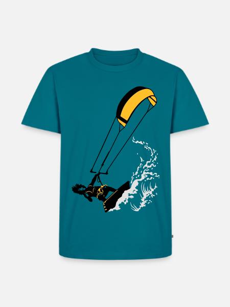 Kitesurfer and wave flex - T-shirt Premium bio Homme - bleu pétrole