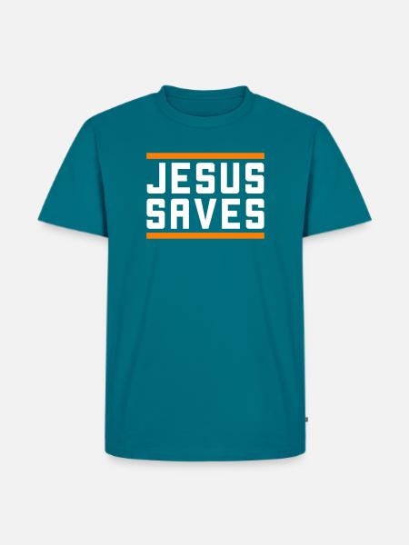 Jesus Rettet Christlich - Männer Premium Bio T-Shirt - Petrol