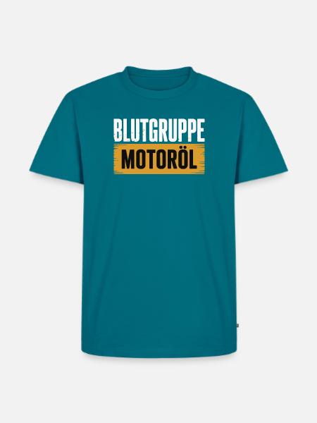 Blutgruppe Motoröl Schrauber Design - Männer Premium Bio T-Shirt - Petrol