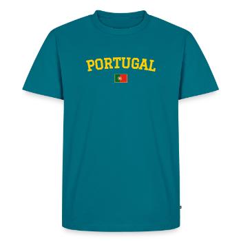 Portugal Flagge Design Gelb - Männer Premium Bio T-Shirt - Petrol - Vorne - AI Model Male 185 dark (185cm)