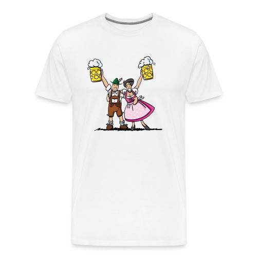 Fröhliches Oktoberfest Paar mit Bierkrug - Männer Premium T-Shirt