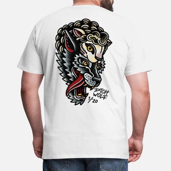 Loup traditionnel en conception de tatouage de vêtements de moutons' T-shirt  premium Homme | Spreadshirt