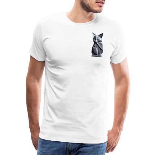 Chat gris origami, futuriste de face - T-shirt Premium Homme