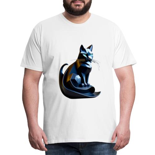 Chat noir profil origami, futuriste - T-shirt Premium Homme
