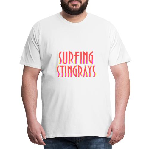 Surfing stingrays rooie letters logo - Mannen Premium T-shirt