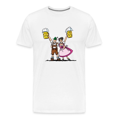 Fröhliches Paar mit Bierkrug - Männer Premium T-Shirt