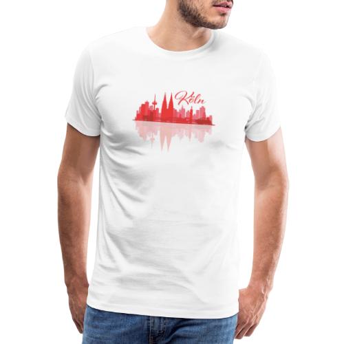 Köln Skyline in rot gespiegelt - Männer Premium T-Shirt