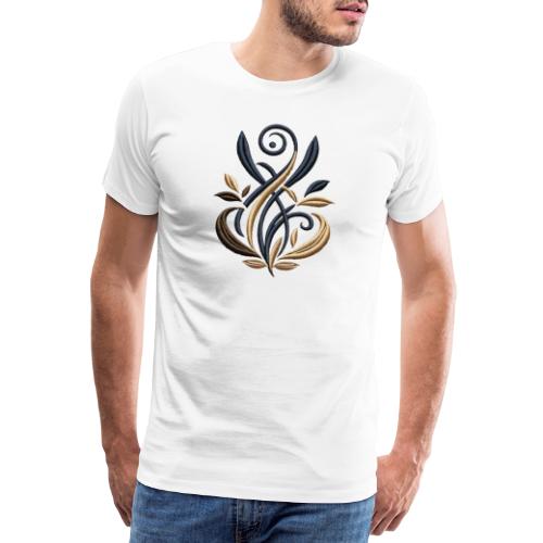 Luxurious Gold and Navy Embroidery Motif - Men's Premium T-Shirt