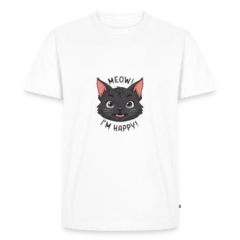 Miaou? Je suis heureux, mignon visage de chat - T-shirt Premium bio Homme - blanc - Devant - Nico (187cm)