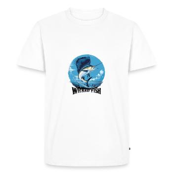 Wicked Fish, Aventure sur la mer - T-shirt Premium bio Homme - blanc - Devant - Nico (187cm)