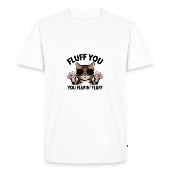 Fluff You Cat avec des lunettes de soleil Design drôle - T-shirt Premium bio Homme - blanc - Devant - Nico (187cm)