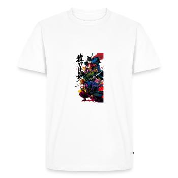 Chats Samouraï Guerrier Fantasy Art - T-shirt Premium bio Homme - blanc - Devant - Nico (187cm)