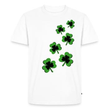 St. Patrick`s Day Shamrock Clover Gift Lucky Charm - Men's Premium Organic T-Shirt - white - Front - Nico (187cm)