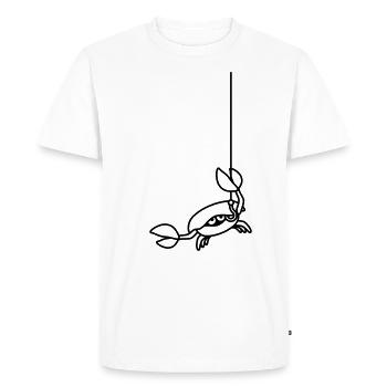 Drôle de crabe coupe une ligne de pêche avec une pince - T-shirt Premium bio Homme - blanc - Devant - Nico (187cm)