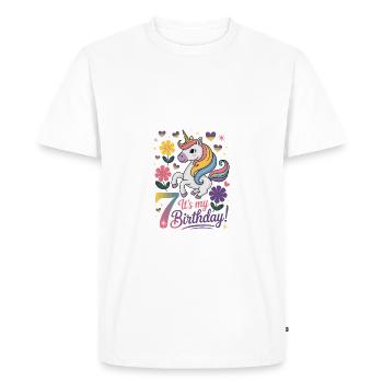Unicorn happiness for the 7th birthday for little ones - Men's Premium Organic T-Shirt - white - Front - Nico (187cm)