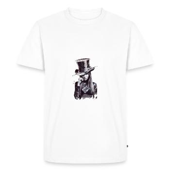 Dame mystérieuse au chapeau haut de forme - T-shirt Premium bio Homme - blanc - Devant - Nico (187cm)