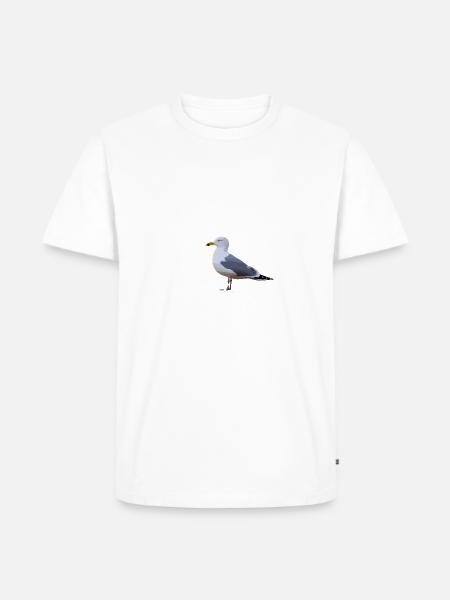 Möwe Mit Heul Leise Text - Männer Premium Bio T-Shirt - Weiß