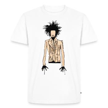 Tee-shirt "Éclat urbain : Homme aux cheveux explo" - T-shirt Premium bio Homme - blanc - Devant - Nico (187cm)