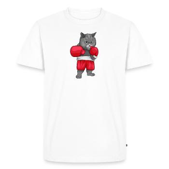 Boxing Cat Boxkatze - Men's Premium Organic T-Shirt - white - Front - Nico (187cm)