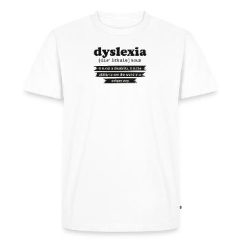 Dyslexie Définition Sensibilisation à la lecture - T-shirt Premium bio Homme - blanc - Devant - Nico (187cm)