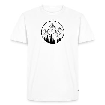 mountain design, round logo - Men's Premium Organic T-Shirt - white - Front - Nico (187cm)