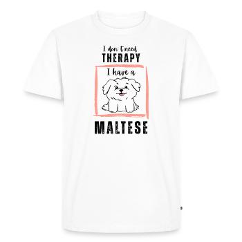 Thérapie? Non merci, j’ai un t-shirt maltais - T-shirt Premium bio Homme - blanc - Devant - Nico (187cm)