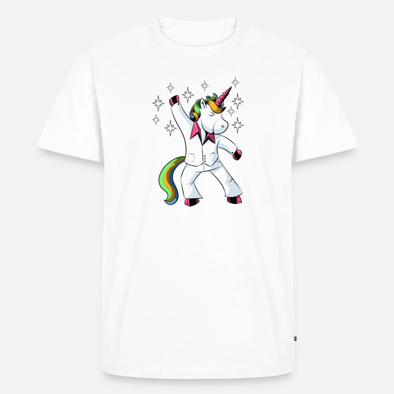 Disco Einhorn - Männer Premium Bio T-Shirt - Weiß