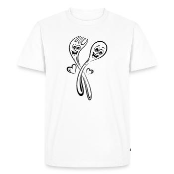 Spoon and fork with hearts. - Men's Premium Organic T-Shirt - white - Front - Nico (187cm)