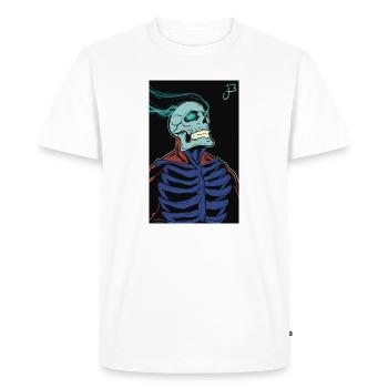 Squelette enflammé dans une cape - T-shirt Premium bio Homme - blanc - Devant - Nico (187cm)