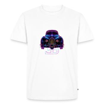 Voiture néon vintage futuriste - T-shirt Premium bio Homme - blanc - Devant - Nico (187cm)