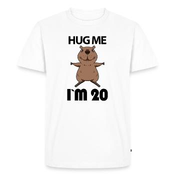 20 Anniversaire - 20 ans - Câlin - T-shirt Premium bio Homme - blanc - Devant - Nico (187cm)