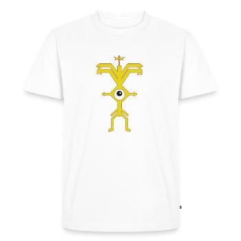 Fête Fun Logo Homme Un Œil Psyclops Jaunes - T-shirt Premium bio Homme - blanc - Devant - Nico (187cm)