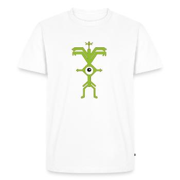 Party Man One-Eyed Psyclops in Green White - Men's Premium Organic T-Shirt - white - Front - Nico (187cm)