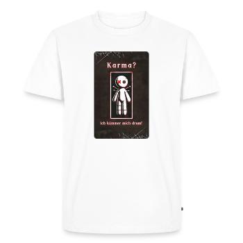« Le karma ? Je m’en occupe ! - T-shirt Premium bio Homme - blanc - Devant - Nico (187cm)