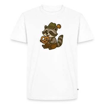 Racoon in traditional costumes with hat and pretzels - Men's Premium Organic T-Shirt - white - Front - Nico (187cm)