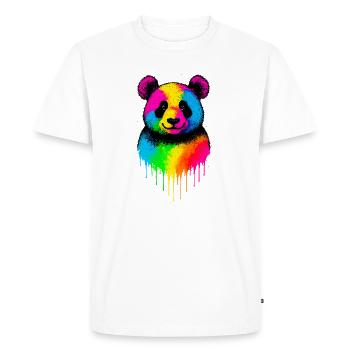 Panda arc-en-ciel Art dégoulinant - T-shirt Premium bio Homme - blanc - Devant - Nico (187cm)