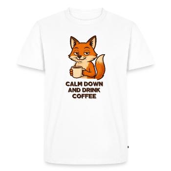 Café Fox Chill Mode Espresso Design Animaux - T-shirt Premium bio Homme - blanc - Devant - Nico (187cm)