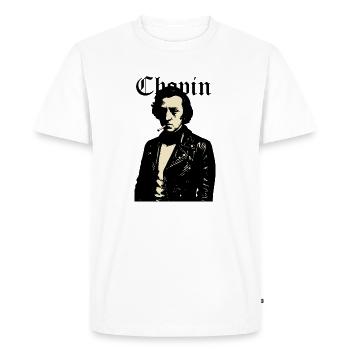 Chopin Noir Portrait En Cuir Rebelle - T-shirt Premium bio Homme - blanc - Devant - Nico (187cm)