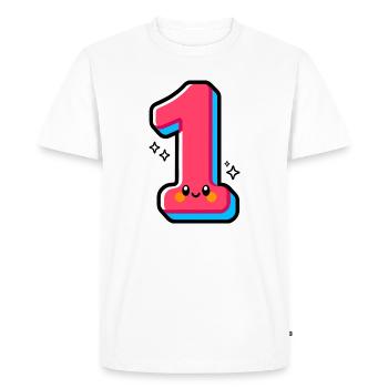 Nummer 1 Happy Pink Illustrated - Männer Premium Bio T-Shirt - Weiß - Vorne - Nico (187cm)