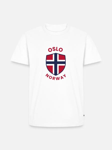 Oslo Norway Shield with flag - Men's Premium Organic T-Shirt - white