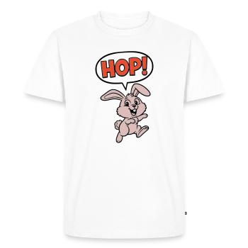HOP! Bunny Jumping Comic Action Vector - Men's Premium Organic T-Shirt - white - Front - Nico (187cm)