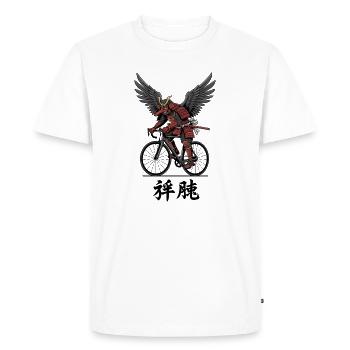 Winged Samurai on Bicycle - Men's Premium Organic T-Shirt - white - Front - Nico (187cm)