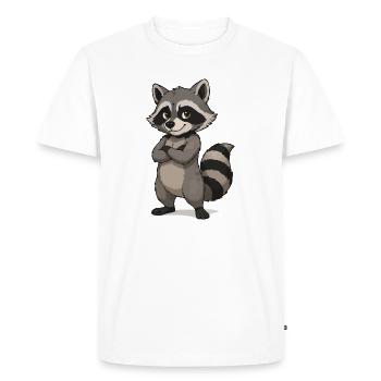 Dessin animé de raton laveur confiant - T-shirt Premium bio Homme - blanc - Devant - Nico (187cm)