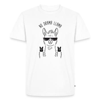 No Drama Llama, Geeky Lama avec des lunettes de soleil - T-shirt Premium bio Homme - blanc - Devant - Nico (187cm)