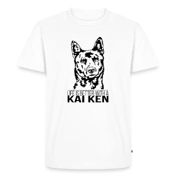 Kai Ken life is better Dogs Dog Wilsigns - Men's Premium Organic T-Shirt - white - Front - Nico (187cm)