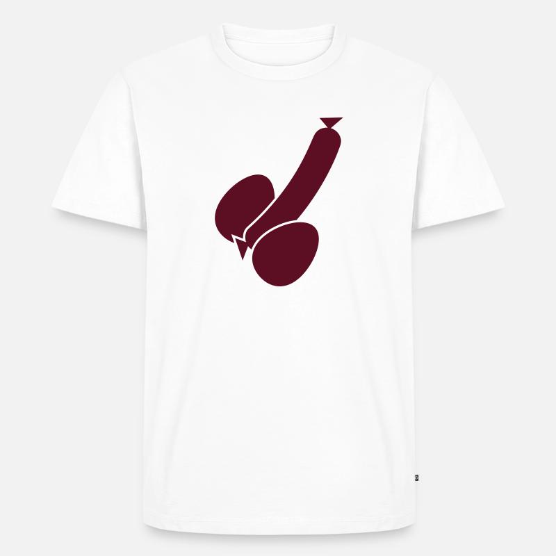 wurst_und_eier_1c - Männer Premium Bio T-Shirt - Weiß